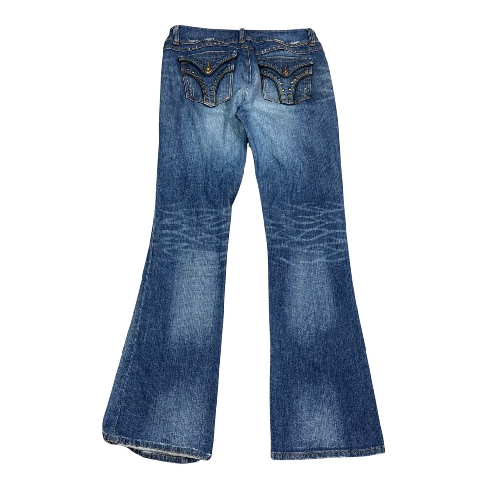 Y2K 2000s Candies Flap Pocket Dark Wash Flared Jeans Women's 9 (Fit 32.5x32 5/8)